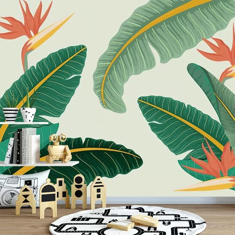 Papier peint enfant moderne plantes tropicales