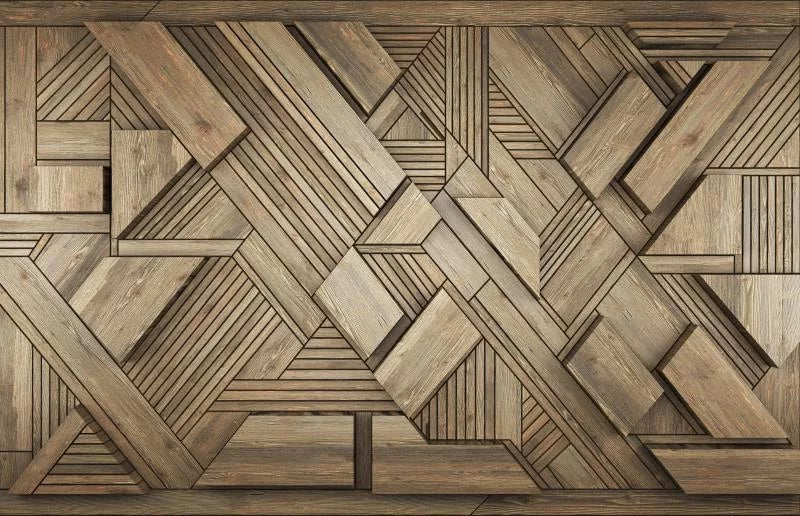 Papier peint motifs géométriques bois