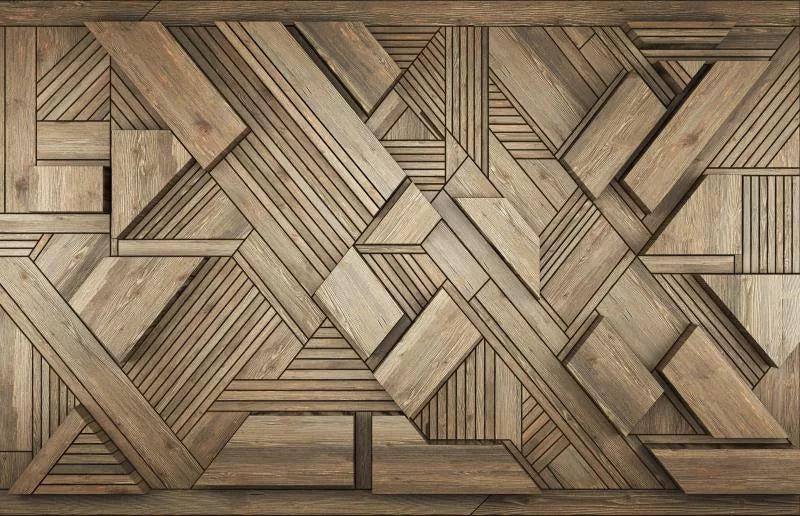 Papier‎ peint‎ motifs‎ géométriques‎ bois