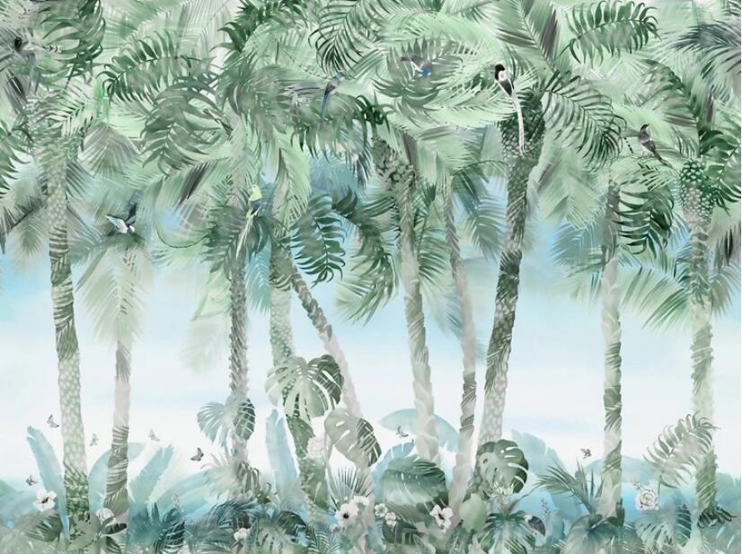 Papier peint forêt de cocotiers
