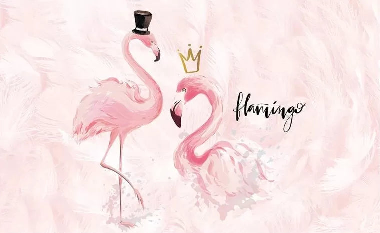 Papier‎ peint‎ enfant‎ nordique‎ flamants‎ roses