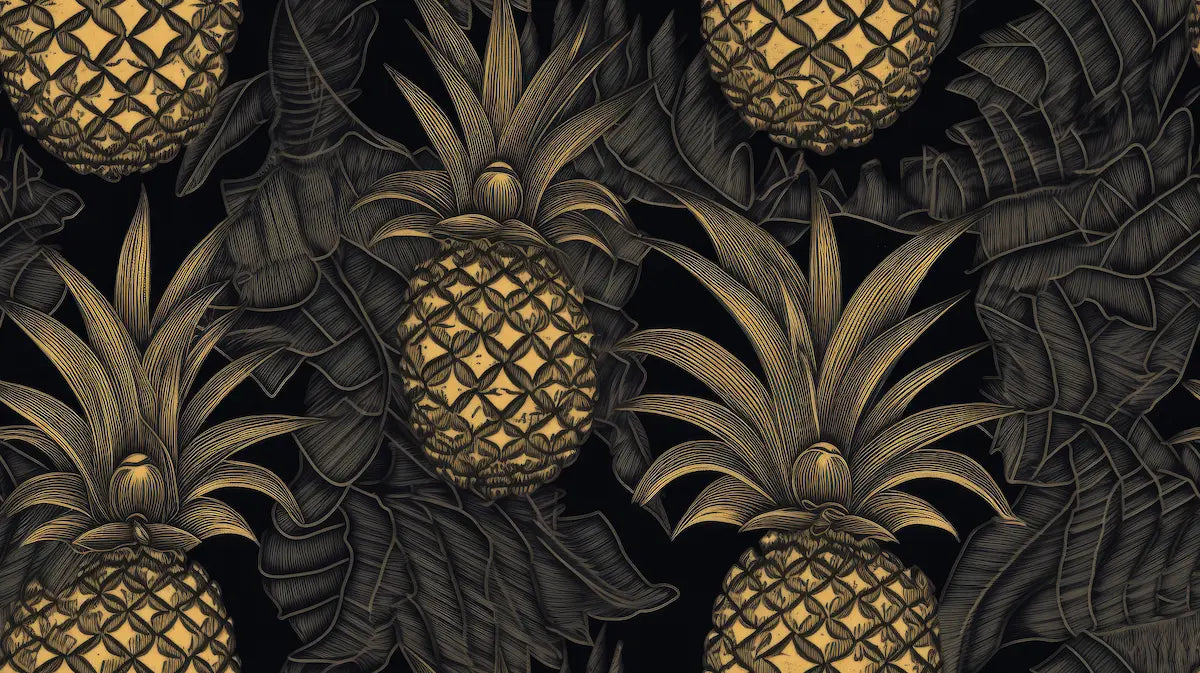 Papier‎‎ peint‎‎ ananas‎‎ doré