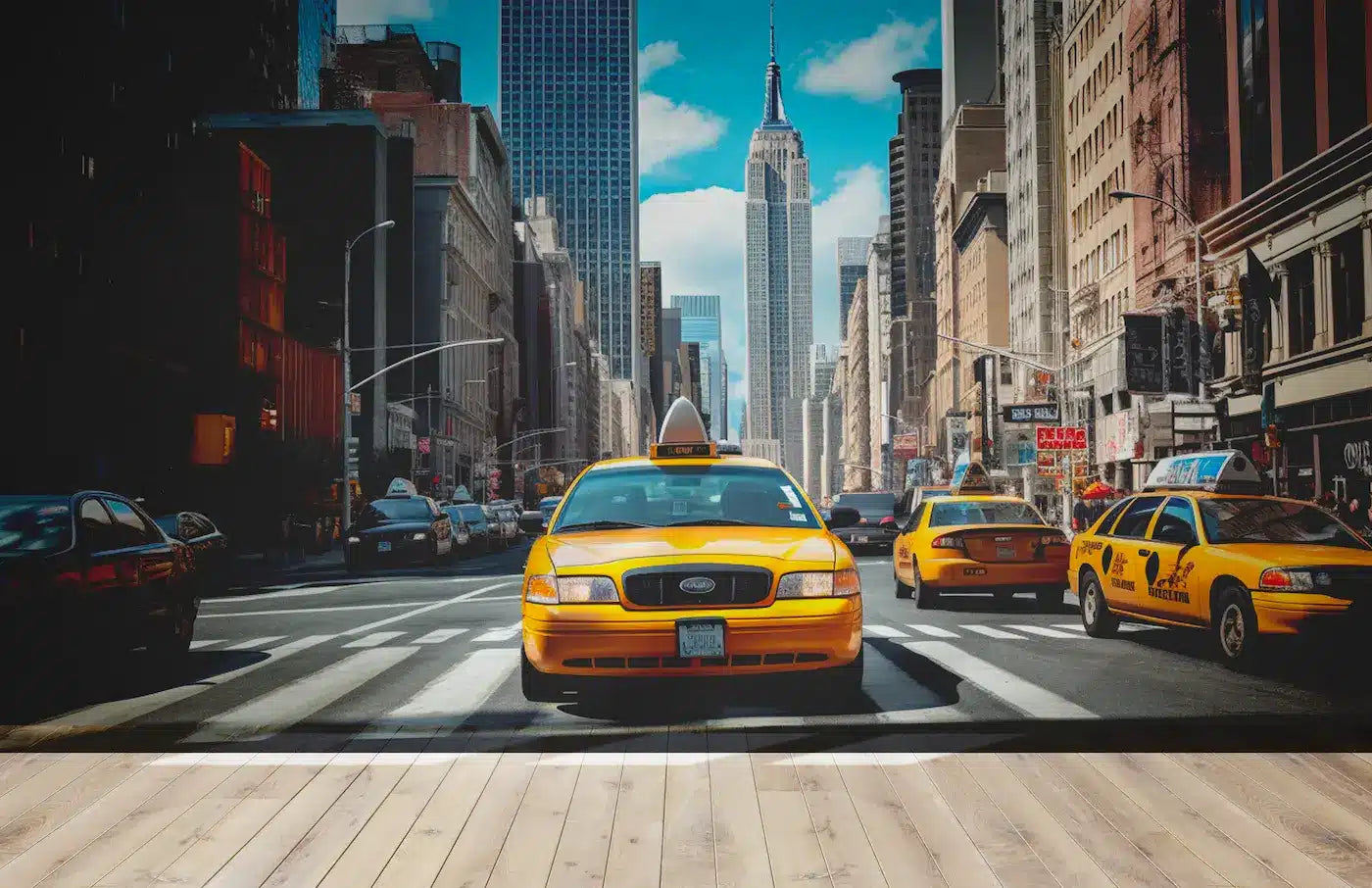 Papier peint panoramique New York taxi jaune