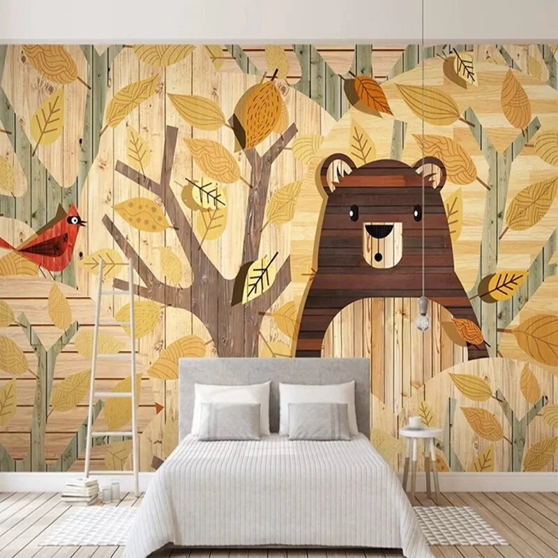 Papier peint enfant ours dans la forêt