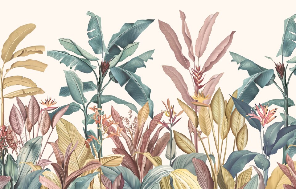 Papier peint plantes tropicales coloré