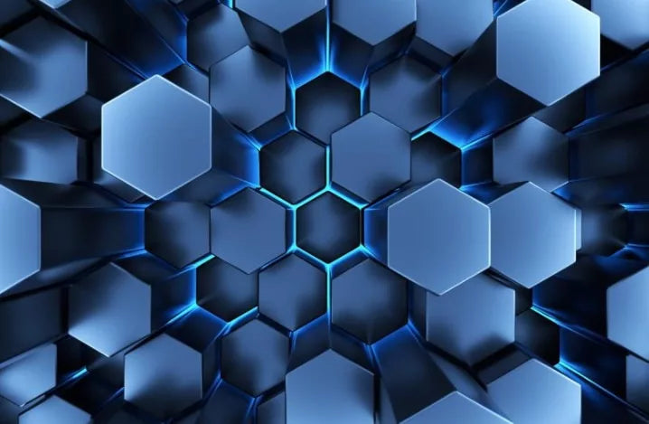 Papier‎‎ peint‎‎ 3D‎‎ hexagones‎‎ bleus