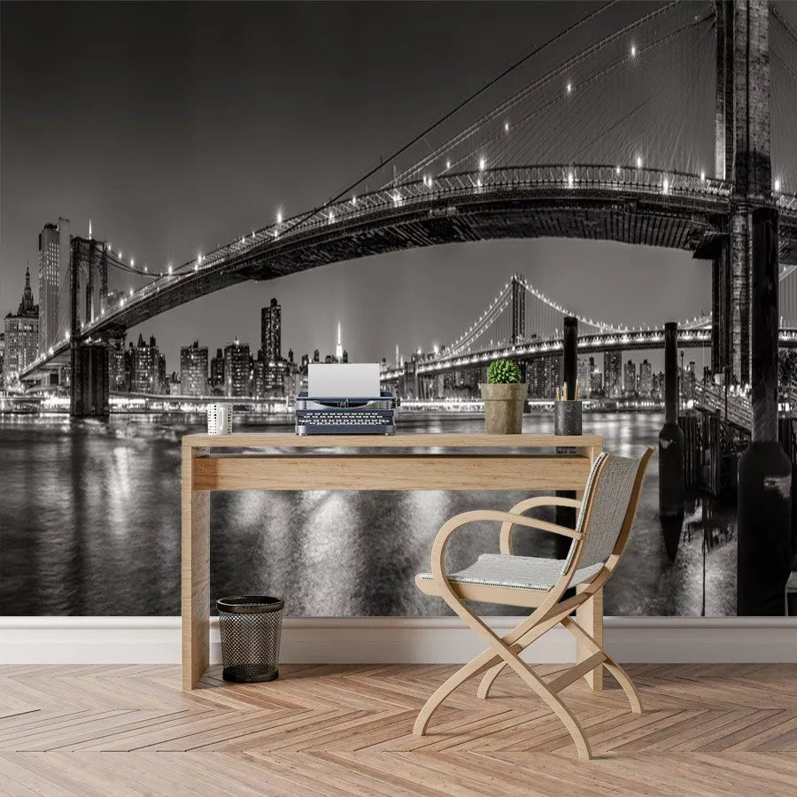 Papier peint panoramique ponts de new york la nuit