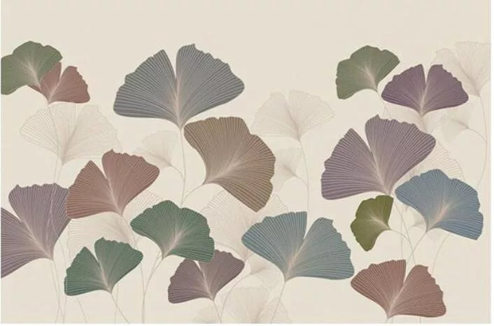 Papier peint feuilles de gingko rétro