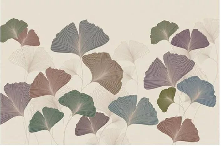 Papier‎ peint‎ feuilles‎ de‎ gingko‎ rétro