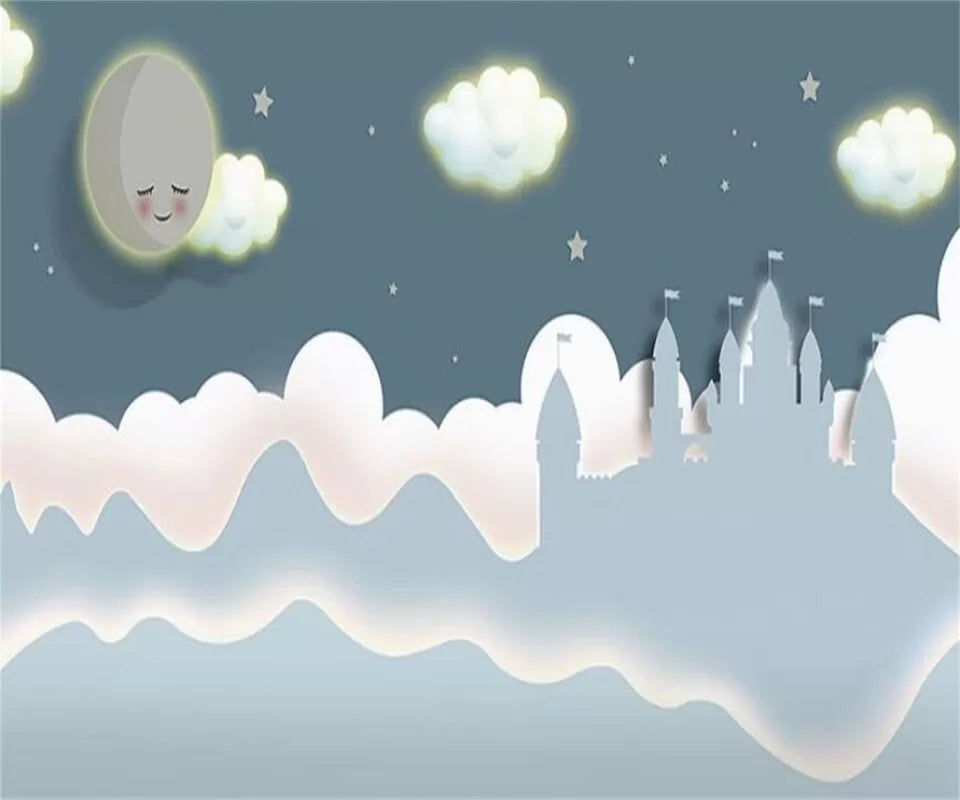 Papier‎ peint‎ enfant‎ château‎ dans‎ les‎ nuages