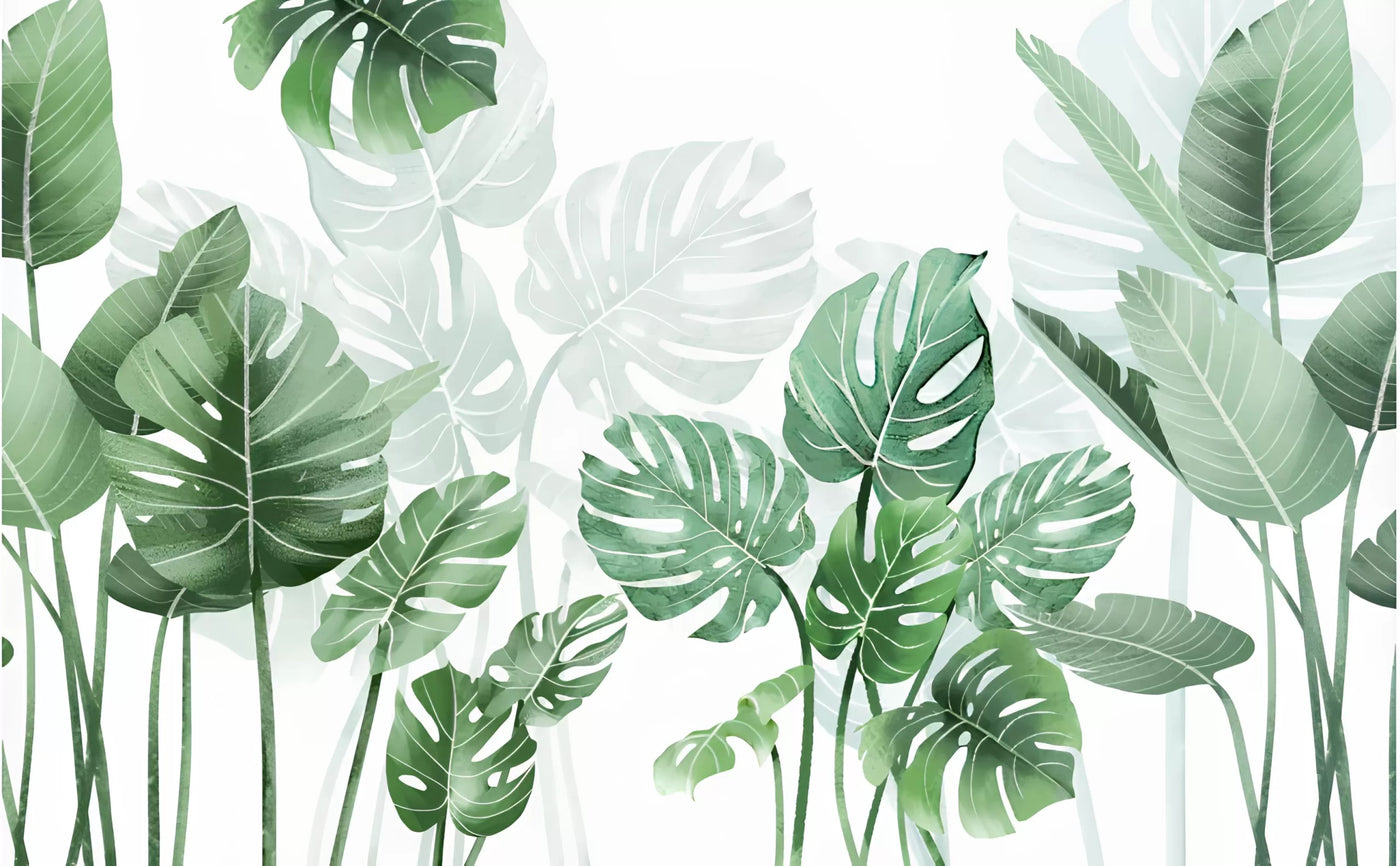 Papier‎ peint‎ feuilles‎ de‎ bananiers‎ vert