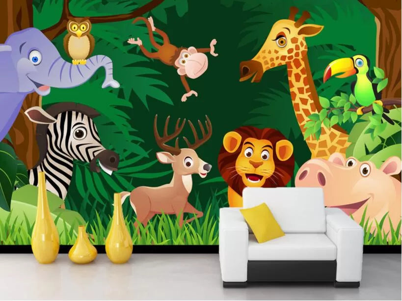 Papier peint enfant animaux de la jungle