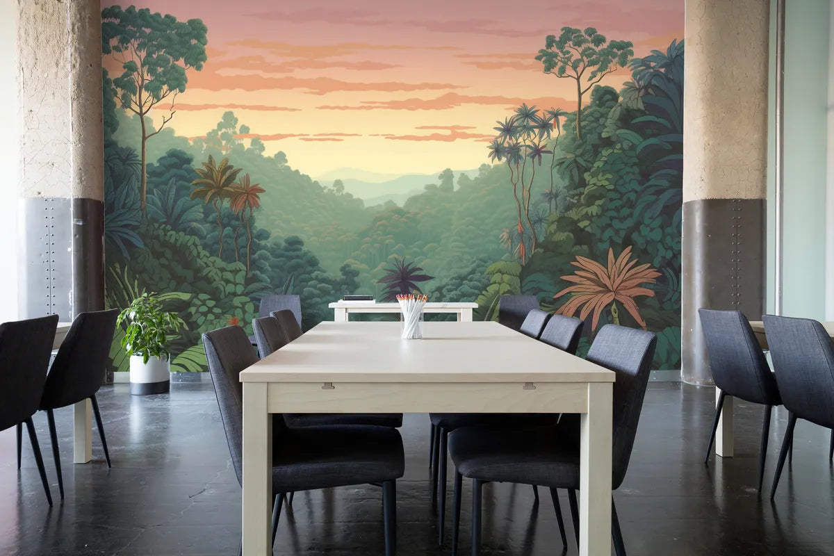 Papier peint pastel paysage tropical