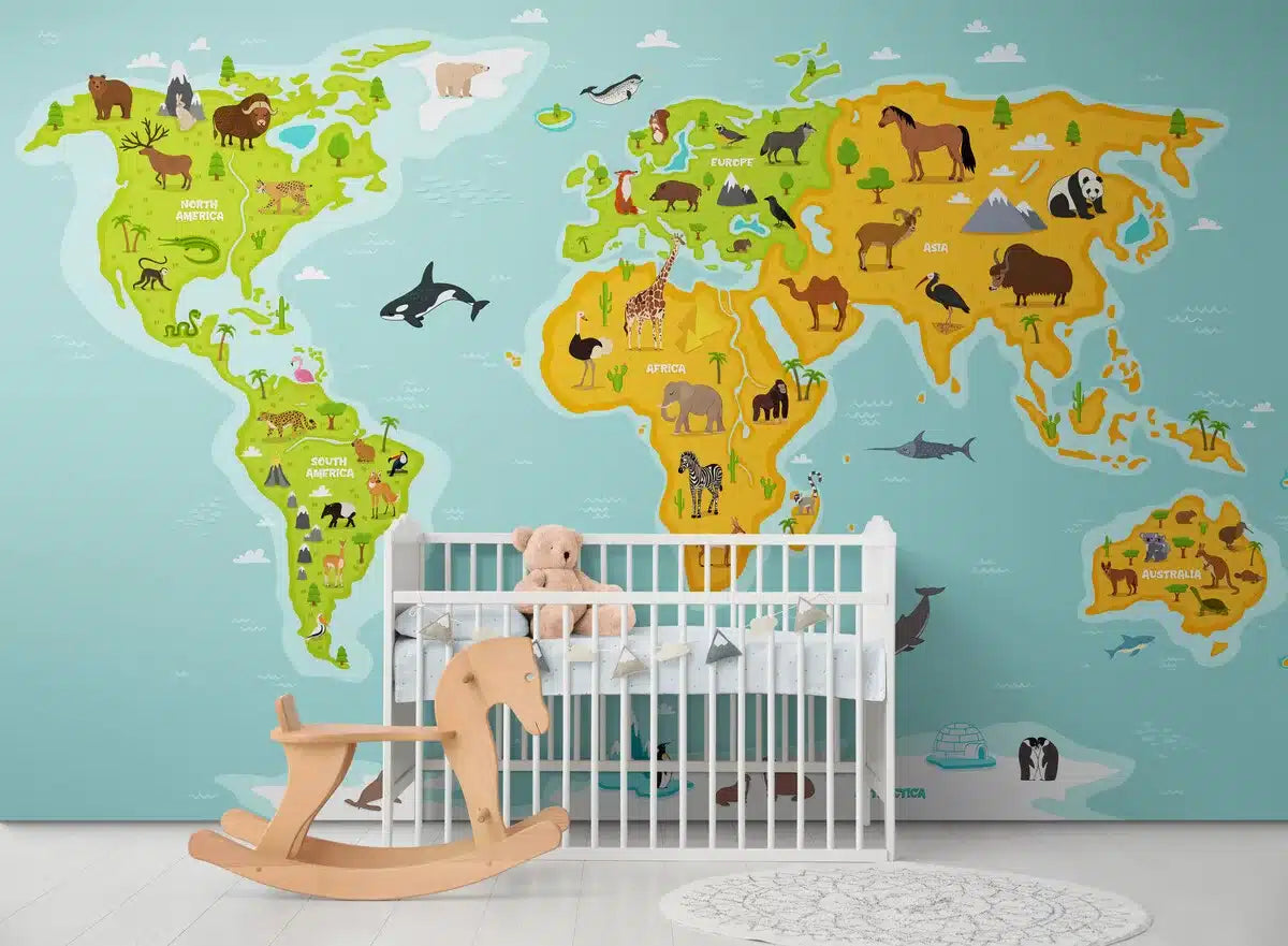 Papier peint enfant carte du monde