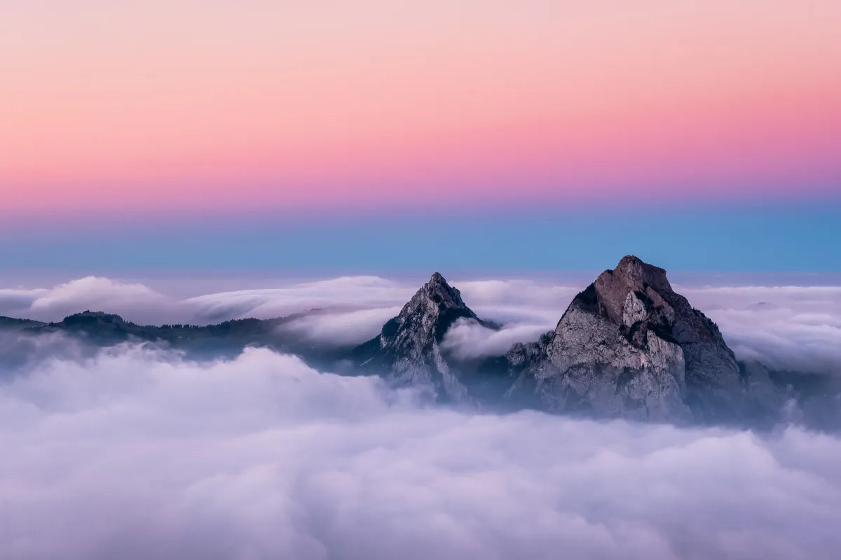 Papier‎ peint‎ montagnes‎ et‎ ciel‎ rose