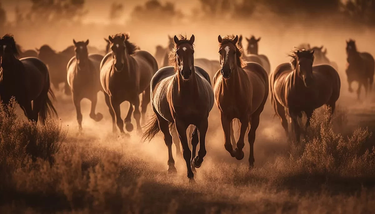 Papier‎ peint‎ chevaux‎ qui‎ galopent