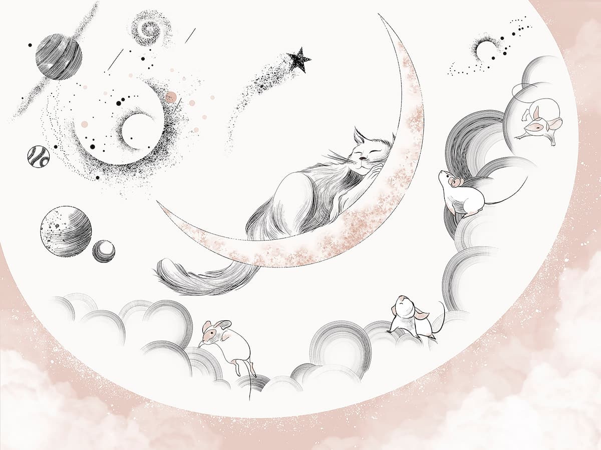 Papier‎ peint‎ enfant‎ lune‎ et‎ animaux
