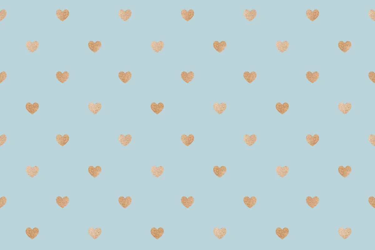 Papier‎ peint‎ enfant‎ coeur‎ marron‎ fond‎ bleu