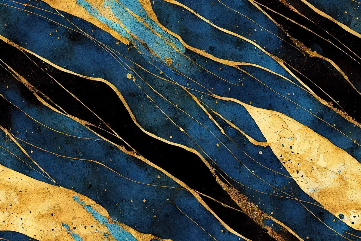 Papier‎ peint‎ marbre‎ bleu‎ foncé‎ noir‎ et‎ doré