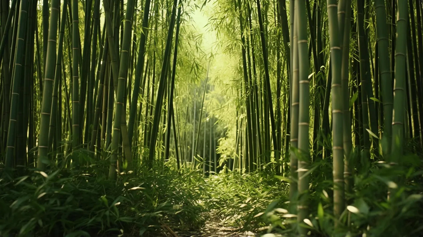 Papier peint chemin forêt de bambous