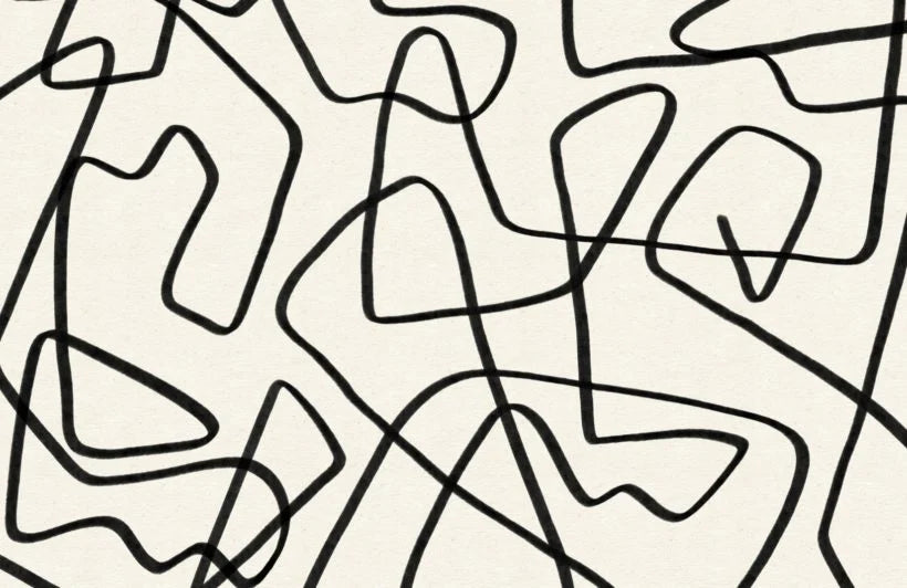 Papier peint panoramique croquis noir et beige