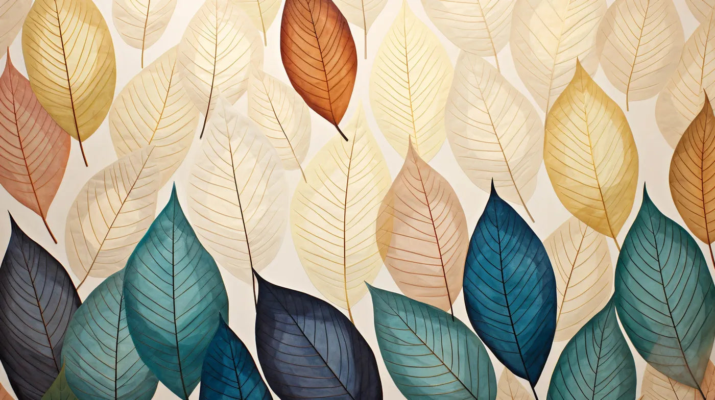 Papier peint feuilles colorées