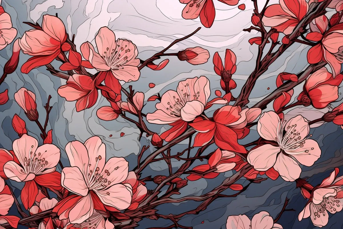 Papier‎ peint‎ japonais‎ fleurs‎ de‎ cerisiers