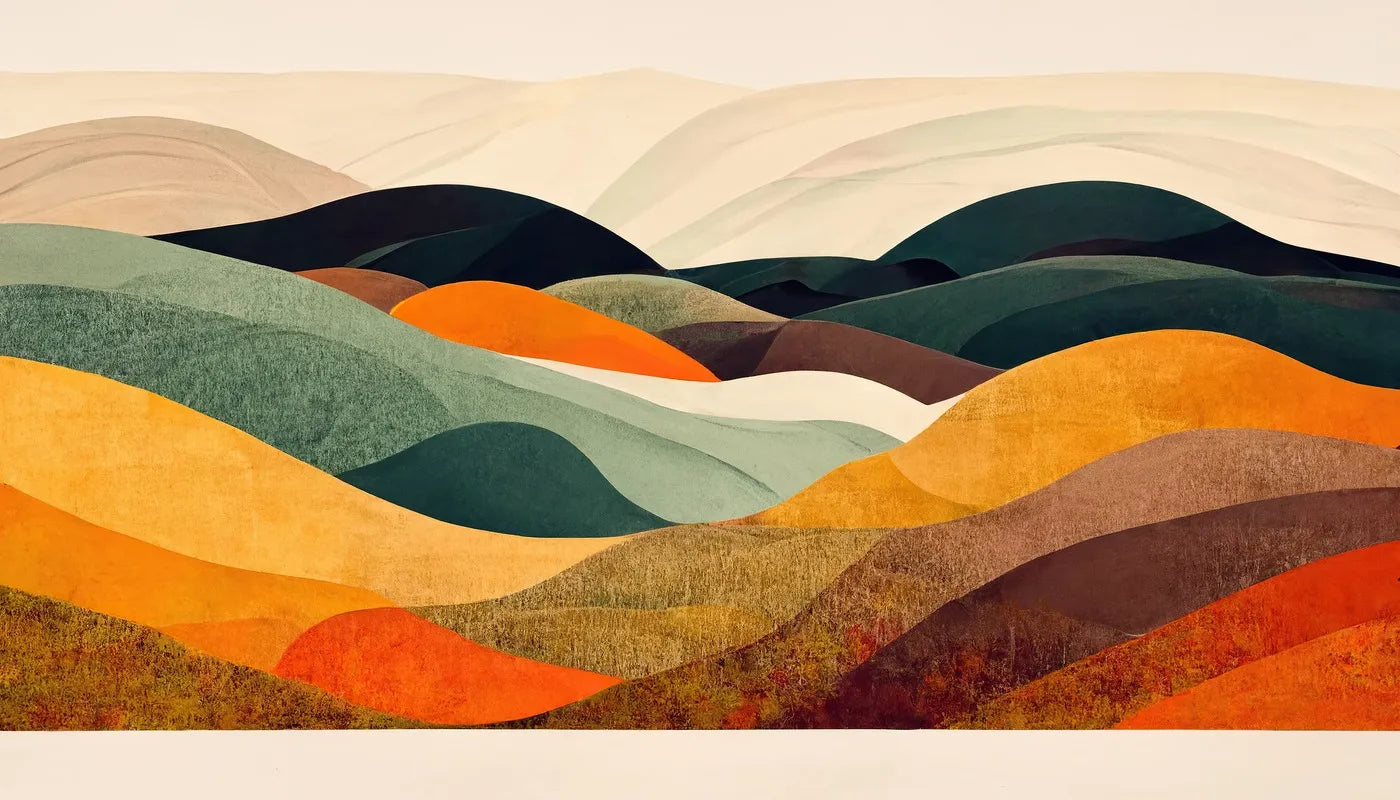 Papier peint abstrait montagnes colorées