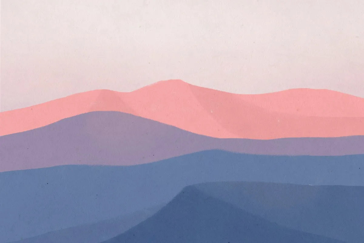 Papier peint abstrait montagnes roses et bleues