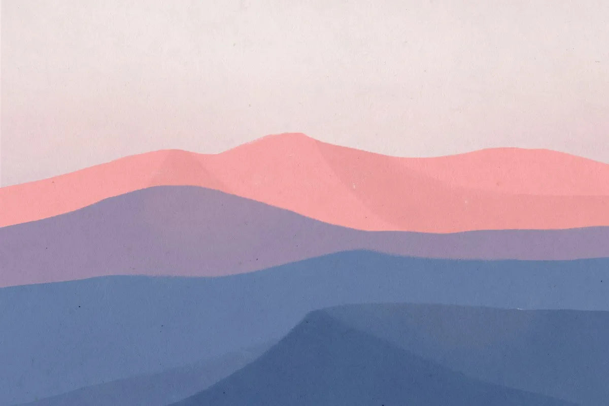 Papier‎ peint‎ abstrait‎ montagnes‎ roses‎ et‎ bleues