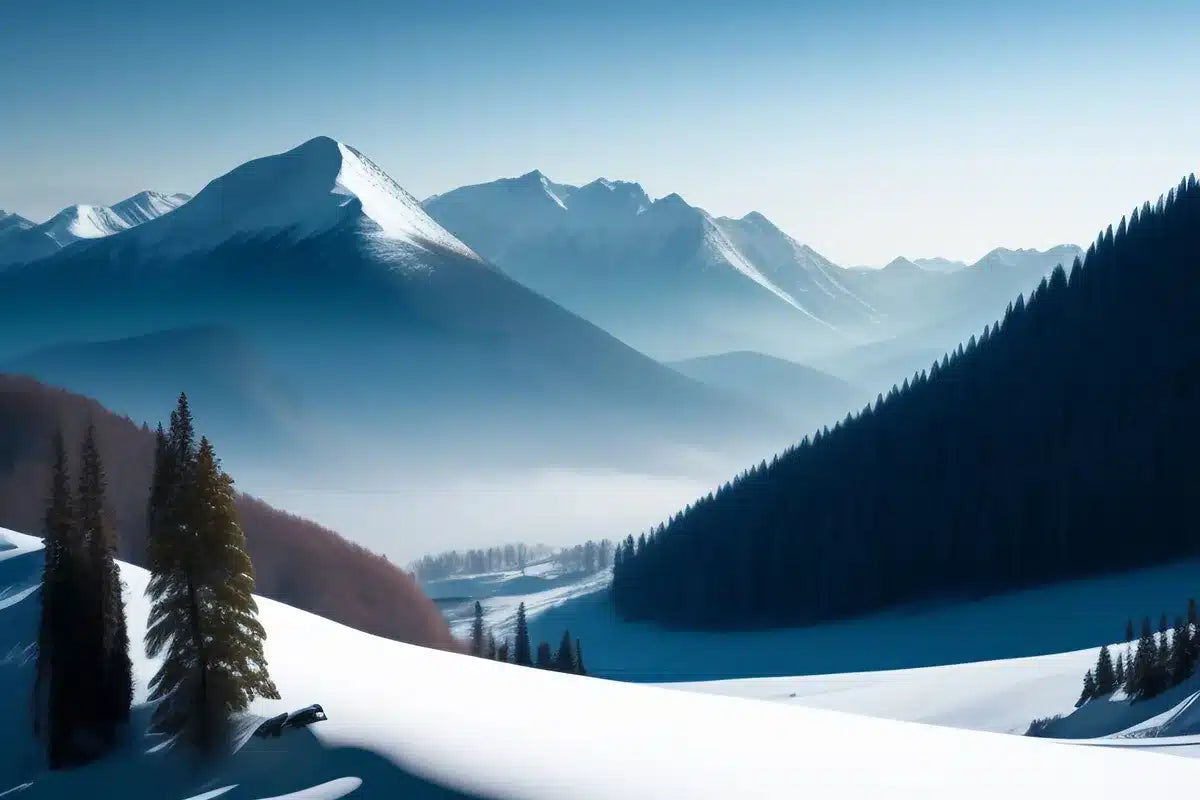 Papier‎‎ peint‎‎ panoramique‎‎ montagnes‎‎ enneigées