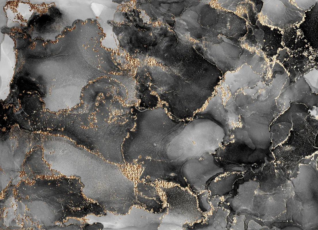 Papier‎ peint‎ marbre‎ gris‎ et‎ doré