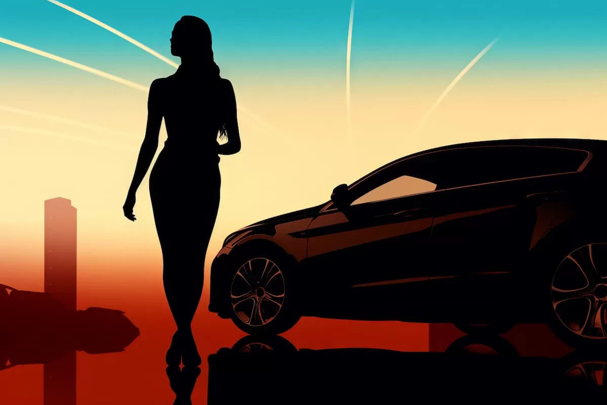 Papier‎ peint‎ femme‎ et‎ voiture‎ de‎ sport