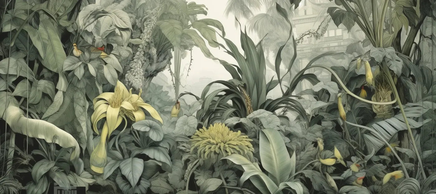 Papier peint panoramique paysage plantes tropicales