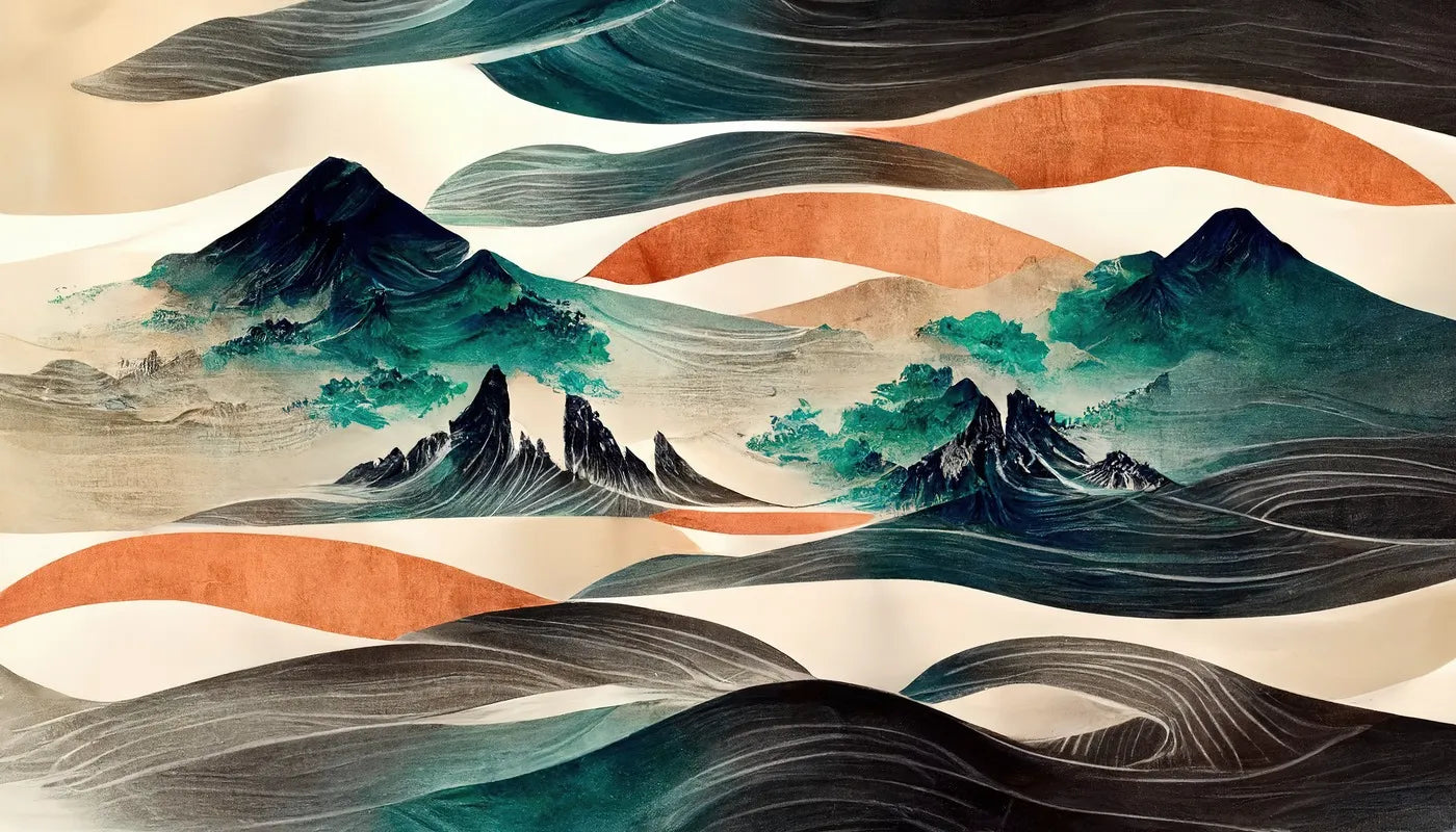 Papier peint japonais vagues