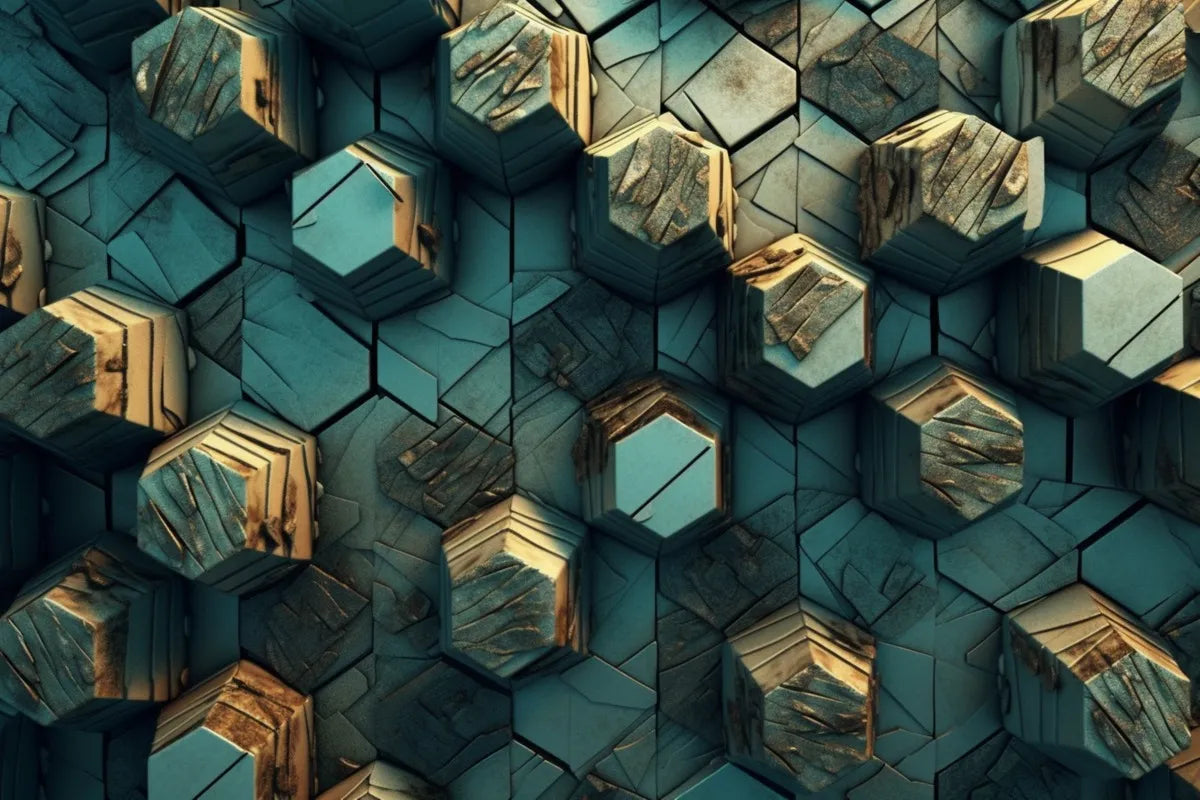 Papier‎ peint‎ 3D‎ hexagone‎ vert