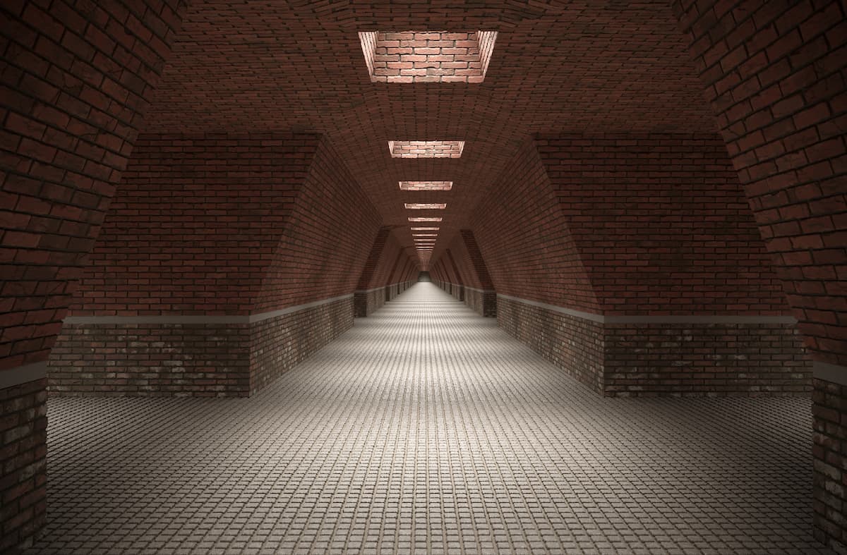 Papier‎ peint‎ panoramique‎ tunnel‎ en‎ brique