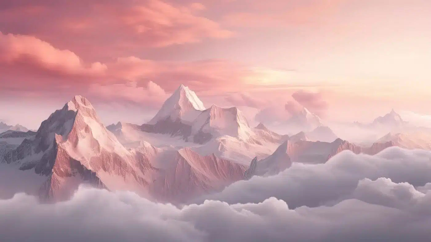 Papier peint paysage montagnes au dessus des nuages