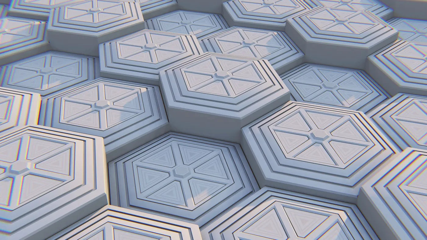Papier peint 3D hexagones bleus claire